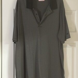 Mens Grand Slam Performance Black and Gray Striped Short Sleeve Polo Shirt XXL